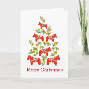 Dala Horse Julgran Card Helgkort