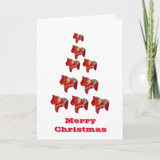 Dala Horse Julgran Card Helgkort (Framsida)