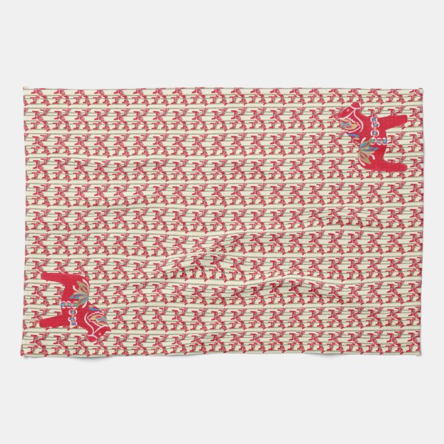 Dala Horse Kitchen Towel Kökshandduk (Horisontell)