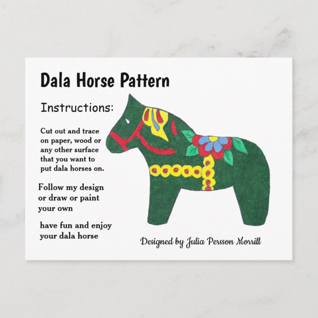 Dala Horse Mönster till  Helg Vykort (Framsida)