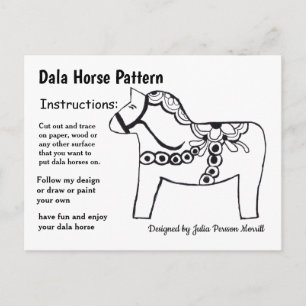 Dala Horse Mönster till  Helg Vykort