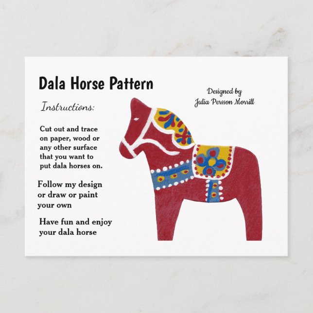 Dala Horse Mönster till  Helg Vykort (Framsida)