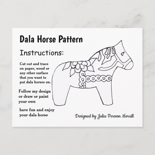Dala Horse Mönster till  Helg Vykort (Framsida)