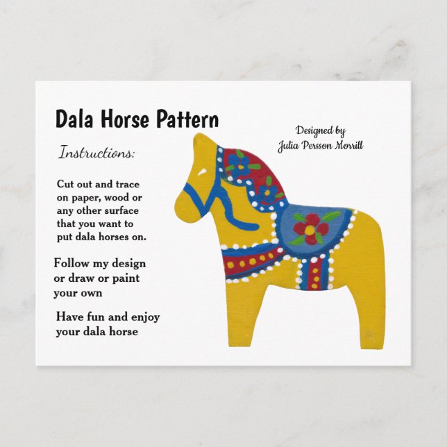 Dala Horse Mönster till  Helg Vykort (Framsida)