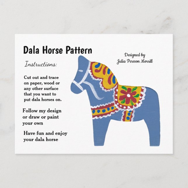 Dala Horse Mönster till  Helg Vykort (Framsida)