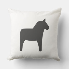 Dala Horse Mörk Grått Dekorativ kudde