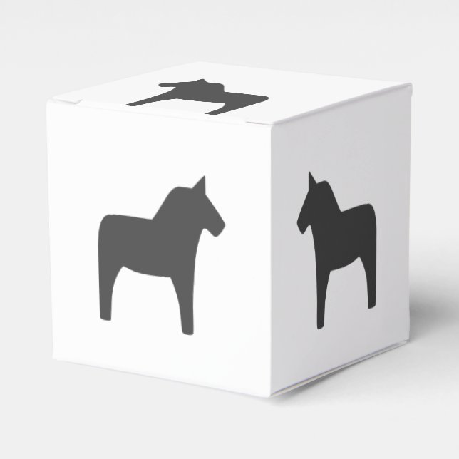 Dala Horse Mörk Grått Favor Box Presentaskar (Framsidan Sidan)