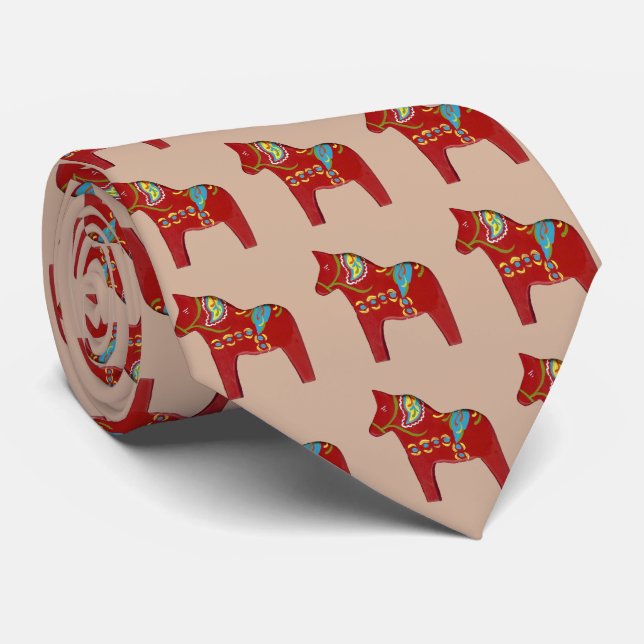 Dala Horse Necktie Slips (Rullad)