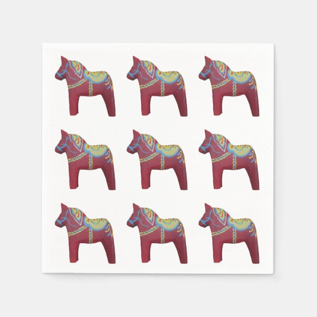 Dala Horse Pappra Napkins Pappersservett (Framsidan)