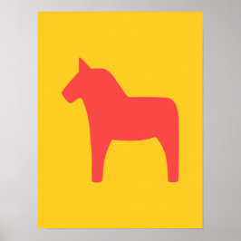 Dala Horse Red on Yellow Poster