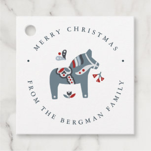 Dala Horse Scandinavian FolArt jul Gåvor Etiketter