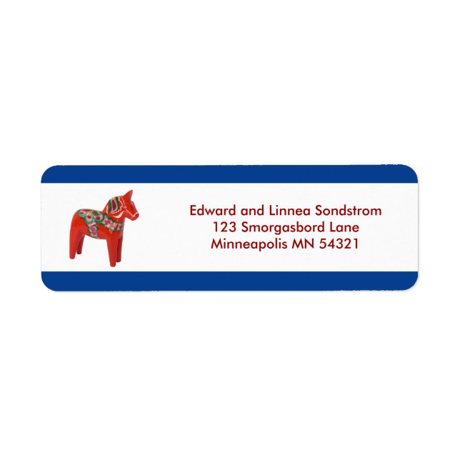 Dala Horse Skandinavien Returadress Etikett (Framsidan)