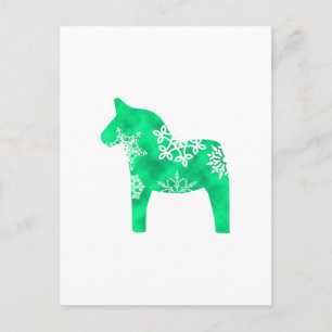 Dala Horse Snowflake Vykort