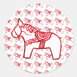Dala Horse Sticker in Red and White Runt Klistermärke