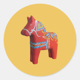 Dala Horse Sticker Runt Klistermärke