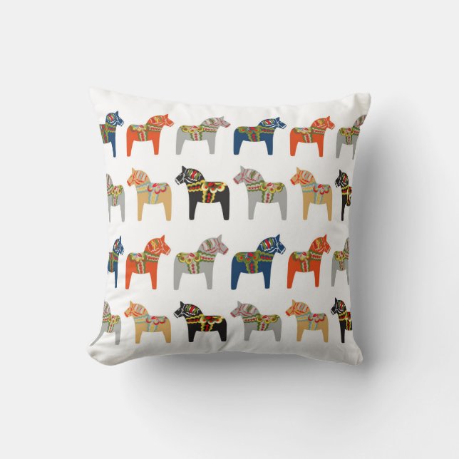Dala Horse Svenska folkkonst Mönster Kudde (Framsida)
