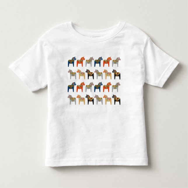 Dala Horse Svenska folkkonst Mönster T Shirt (Framsida)