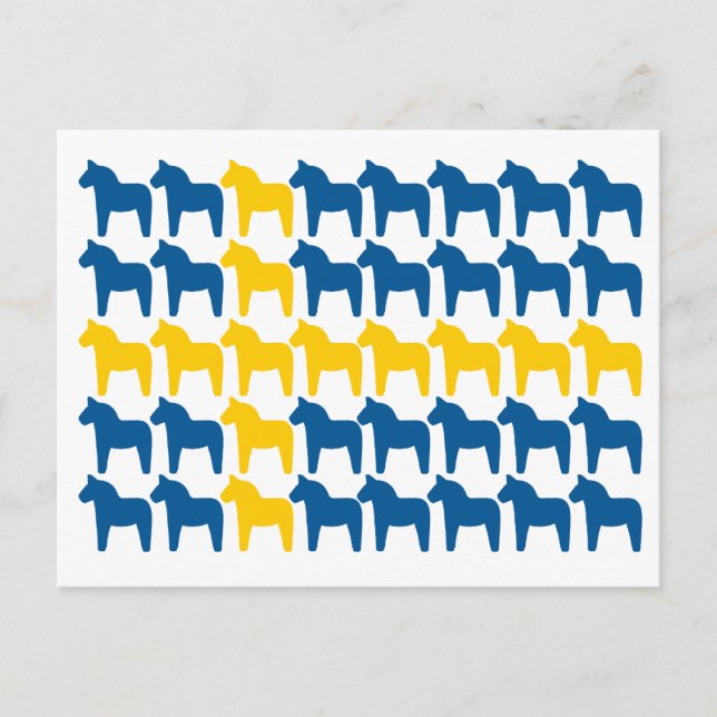 Dala Horse Sverige Flagga Vykort (Framsida)