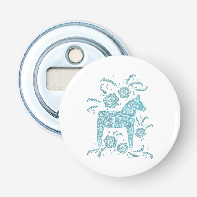 Dala Horse Traditional Teal Flaska Open Flasköppnare (Framsidan)