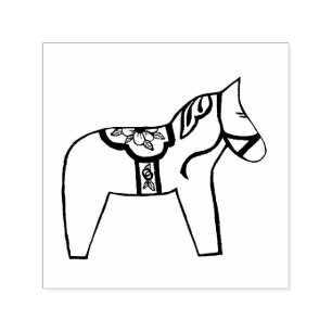 Dala Horse with Flowers Självfärgande Stämpel