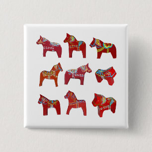 Dala Horses Button Knapp