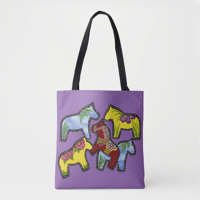 Dala Horses Tote Bag Tygkasse (Framsida)
