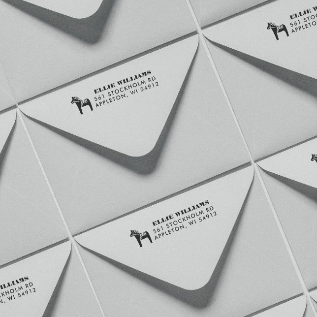 Dalahäst Returadress Självfärgande Stämpel (Dala horse themed return address stamp)