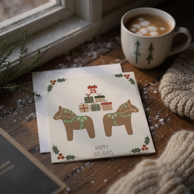 Dalahäst Skandinaviskt julkort Inbjudningar (Skapare uppladdad)