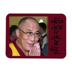 Dalai Lama som ber med Om Mani Padme Hum-mantra Magnet