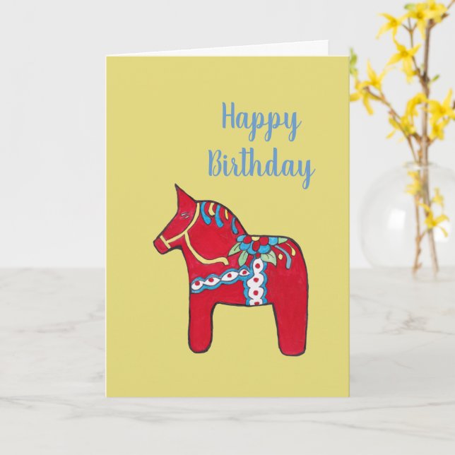 Dalal Horse Birthday Card Kort (Gul blomma)