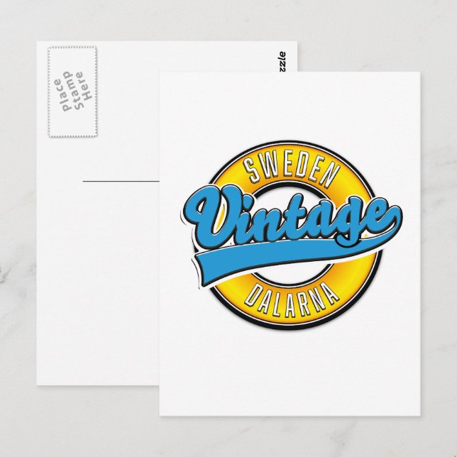 Dalarna Sverige vintage Vykort (Fram/baksida)