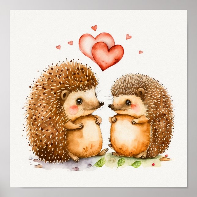 Dale and Peggy Valentine Hedgehogs Poster Skriv ut (Framsidan)