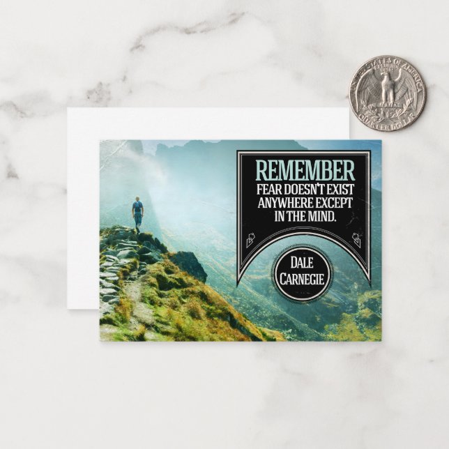 Dale Carnegie Inspirational Citote "Fear" Anteckningskort (Fram/Back In Situ)