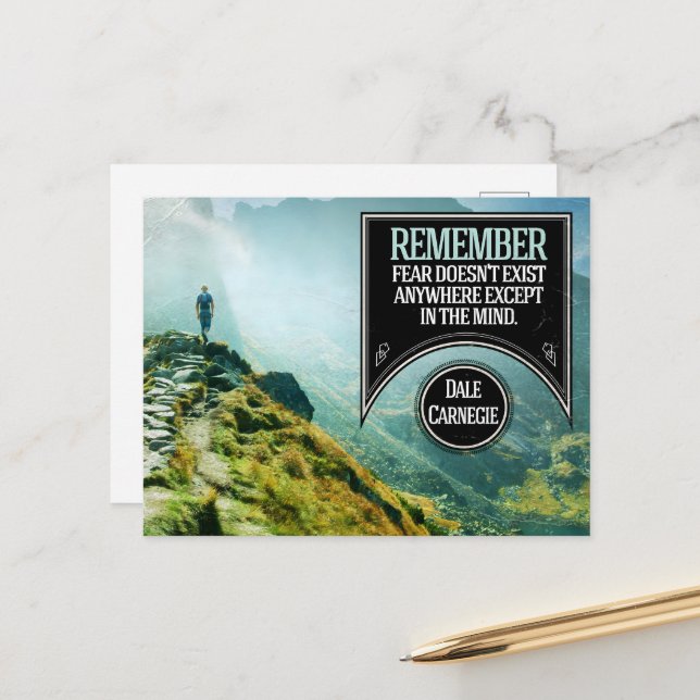 Dale Carnegie Inspirational Citote "Fear" Vykort (Fram/Back In Situ)