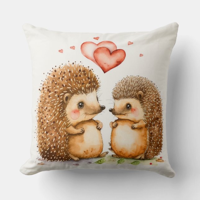 Dale och Peggy Valentine Hedgehogs Pillow Kudde (Framsida)