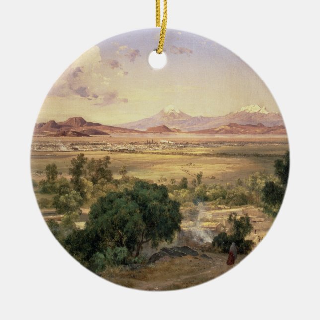 Dalen av Mexico från den låga Ridgen av Tacubay Julgransprydnad Keramik (Framsidan)