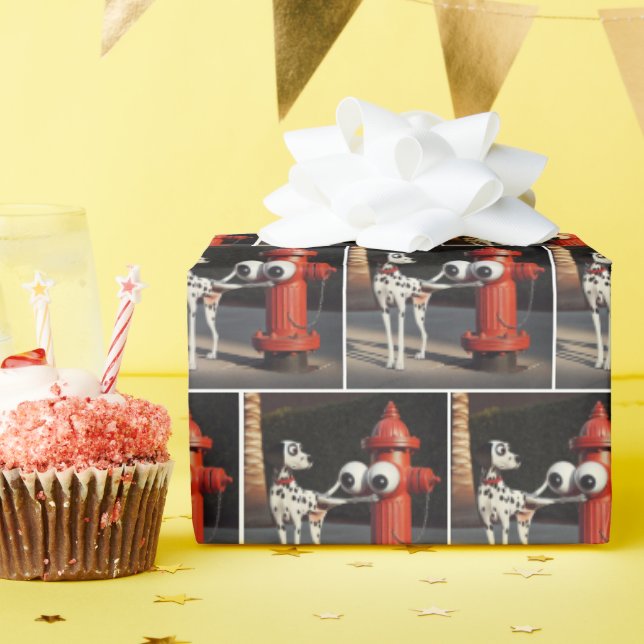 Dalformation Saluting a Red Fire Hydrant Presentpapper (Födelsedagsfest)