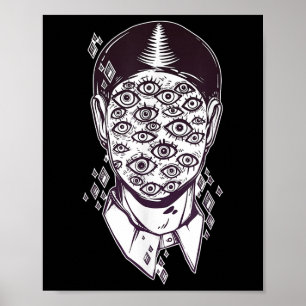 Dali Surreal - Noir Retro Ögon på Ansikte TattoArt Poster
