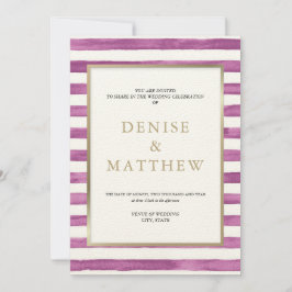 Dalia lila akvarellränder & guldtextur  inbjudningar