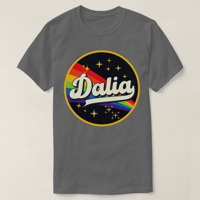 Dalia Rainbow in Space Vintage Stil T Shirt (Design framsida)