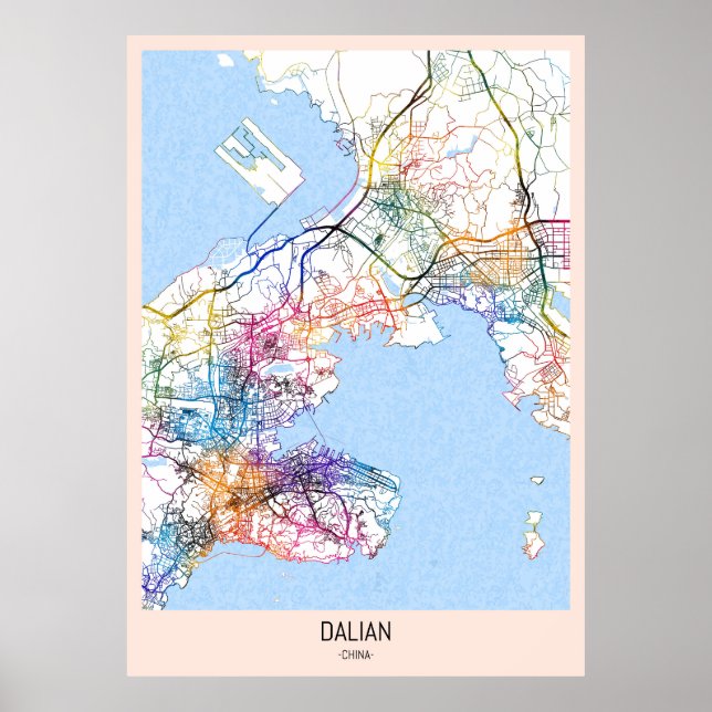 Dalian China City Karta Poster (Framsidan)