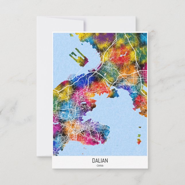 Dalian China City Karta Tack Kort (Framsida)