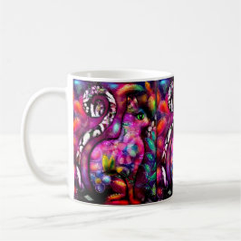 Dålig Abstrakt Kattunge Blommigt Red Grönt Rosa Kaffemugg
