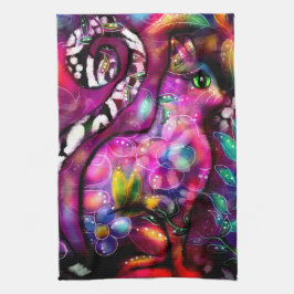 Dålig Abstrakt Kattunge Blommigt Red Grönt Rosa Kökshandduk