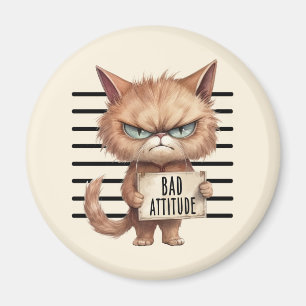 Dålig attityd Cat Mugshot - Lustigt Kattdjur Desig Magnet