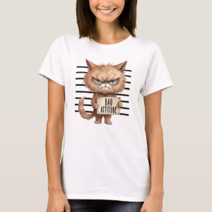 Dålig attityd Cat Mugshot - Lustigt Kattdjur Desig T Shirt
