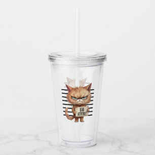 Dålig attityd Cat Mugshot - Lustigt Kattdjur Desig Take Away Mugg