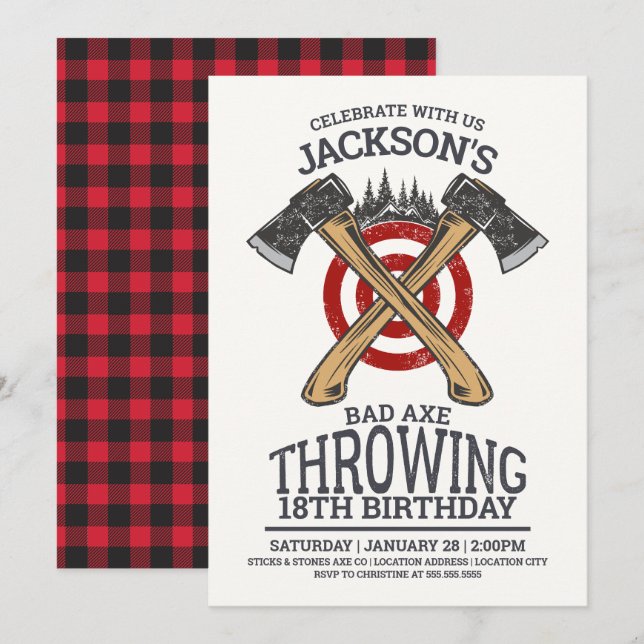 Dålig Ax-uppringning av födelsedag Inbjudningar (Fram/baksida)