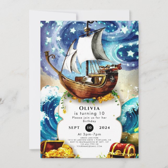 Dålig barndag i Pirat vid sjön Inbjudningar (Framsida)