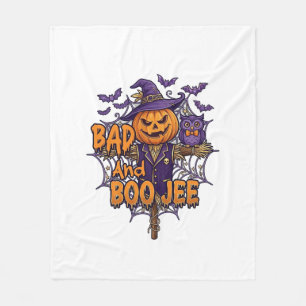 Dålig Boo Jee Pumpa Fågelskrämma Lila Uggla Fladde Fleecefilt
